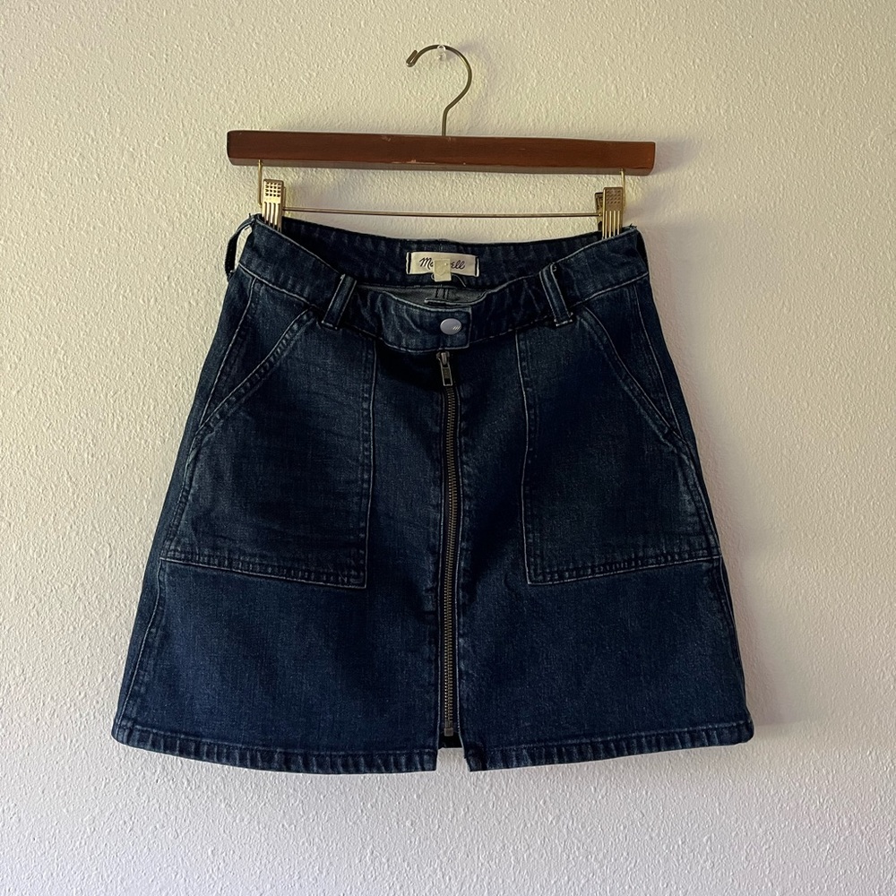 Madewell denim utility zip skirt